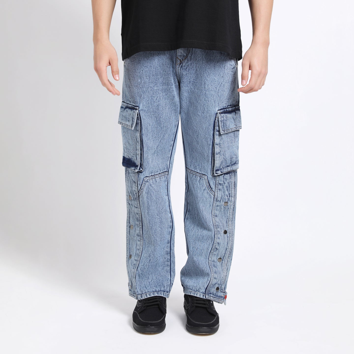 DARK BLUE BAGGY CARGO FIT JEANS 4789-2